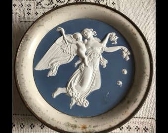 Wedgwood vintage Tin Biscuit Jasperware White Cherub Angel