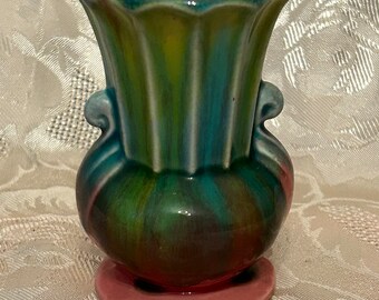 Vintage Bud Vase Rainbow glaze Art Deco style Relpo Japan