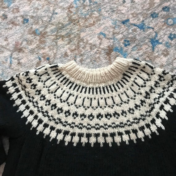 Chunky knit Lopi style sweater Hand knit 1980 Woo… - image 3
