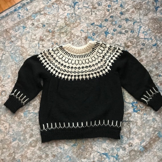 Chunky knit Lopi style sweater Hand knit 1980 Woo… - image 1