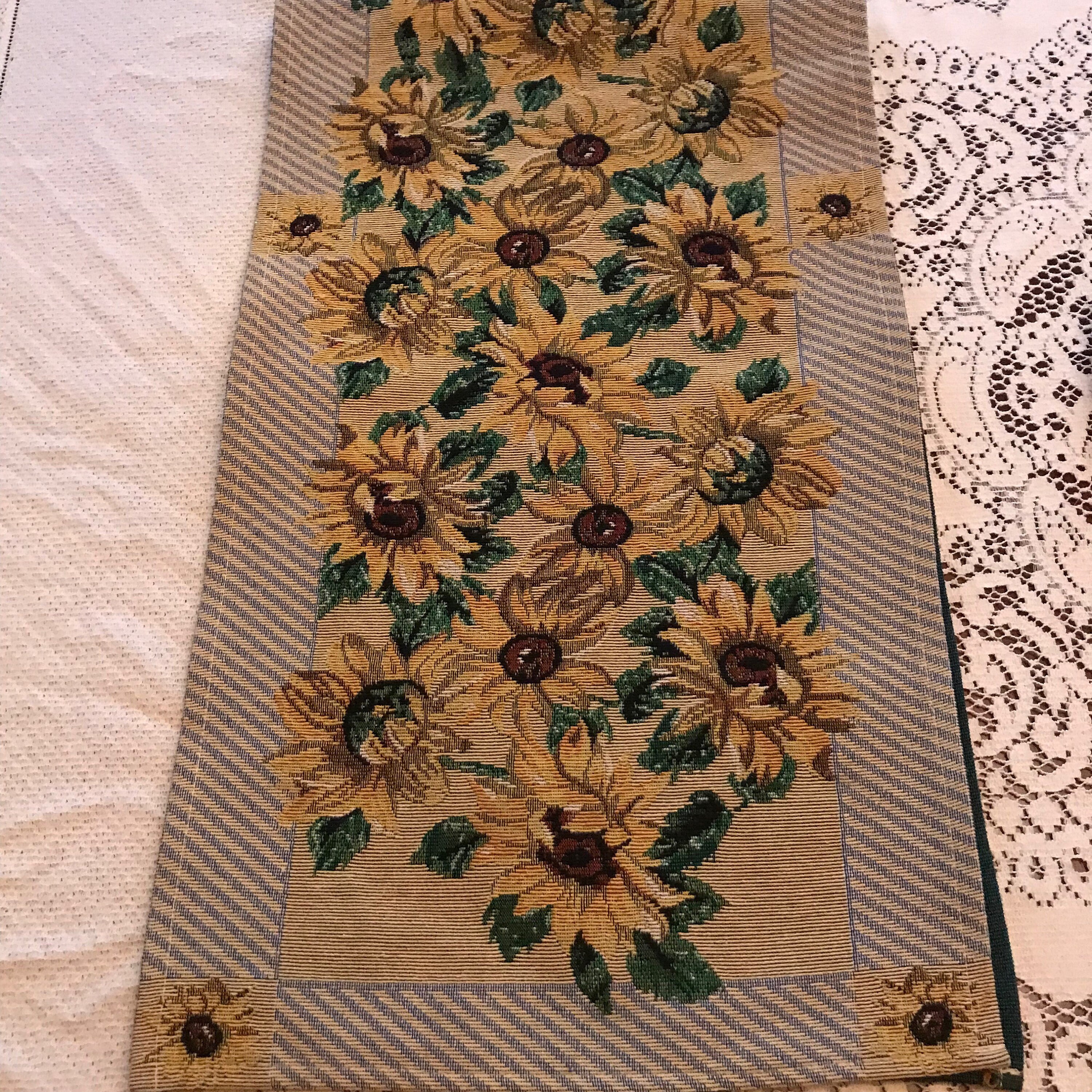 Sonnenblumen Tischdecke – Vintage Blumenmuster, 33x229 Cm, Aus Polyester, Für Esstisch, Feiern & Deko