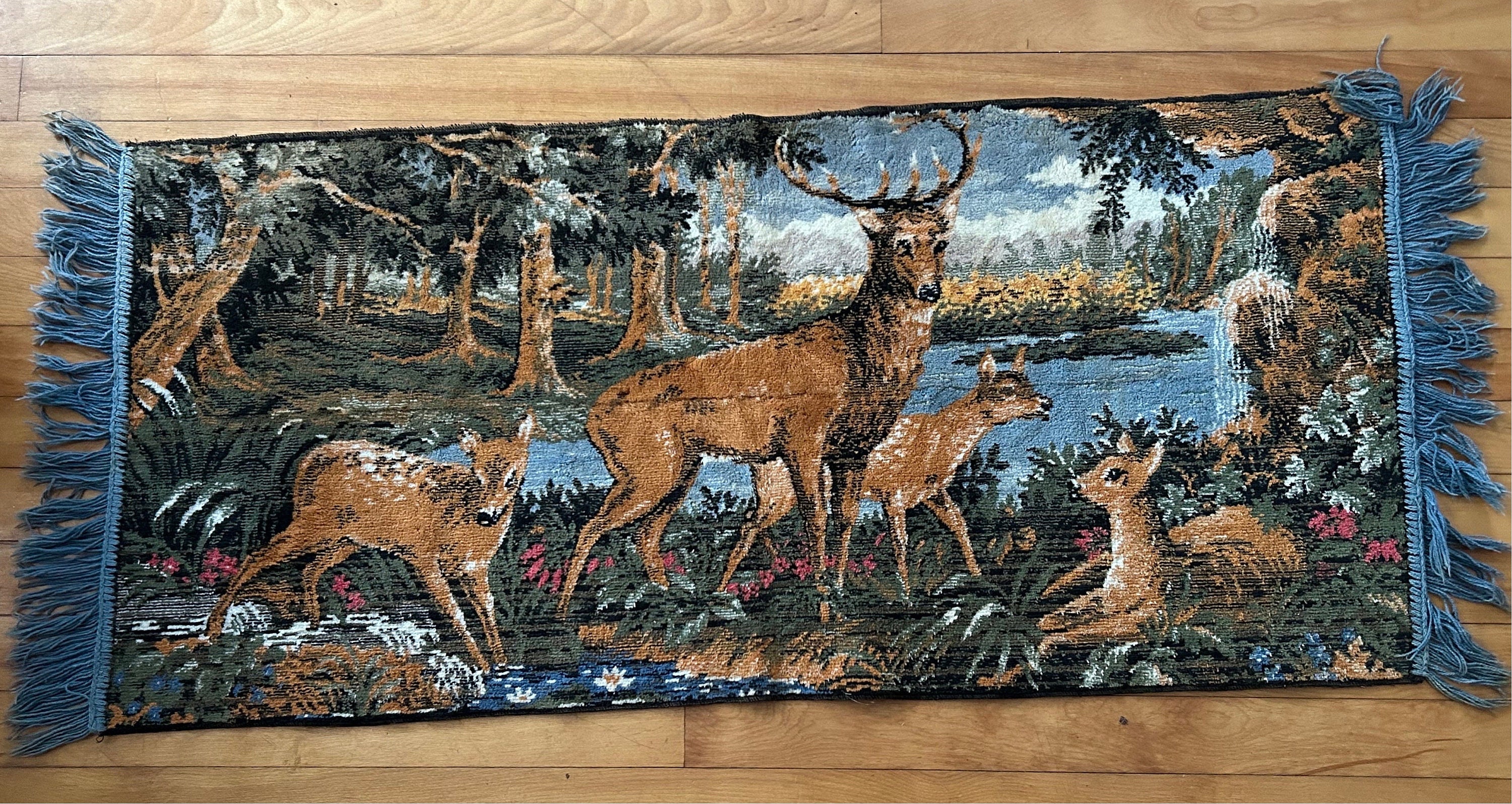 Vintage velvet deer tapestry hotsell