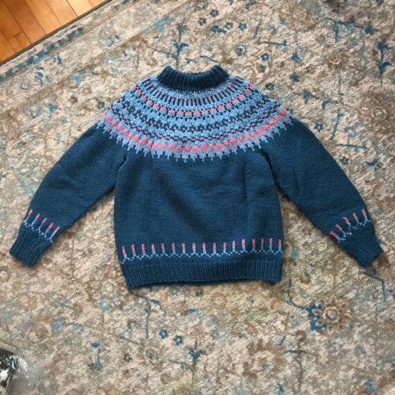 Chunky knit Lopi style sweater Hand knit 1980 Woo… - image 2