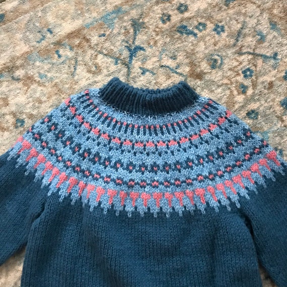 Chunky knit Lopi style sweater Hand knit 1980 Woo… - image 4