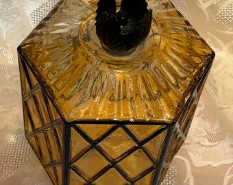 Vintage Amber Globe Shade for Porch Light Fixture Diamond