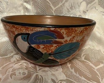 Nicaragua Handpainted bowl with Toucan and sloth images