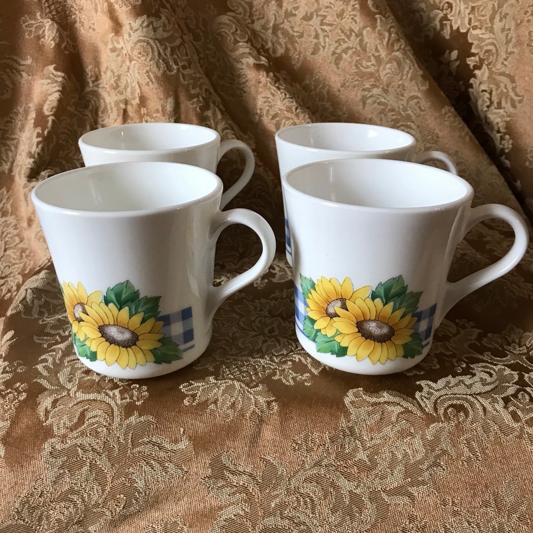 Corelle Sunsations, Sunflower Mugs Cups, Set of 4 Etsy
