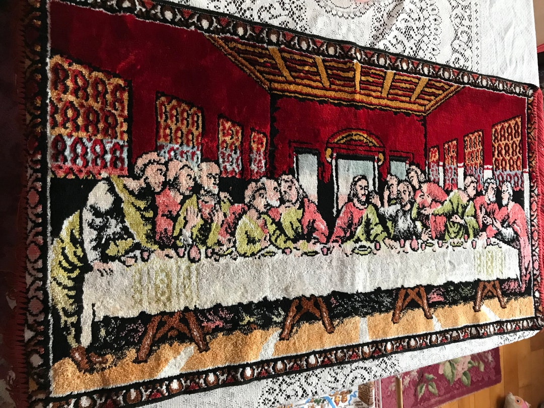 Tapestry the Last Supper Velveteen Wall Tapestry Vintage Velvet Wall