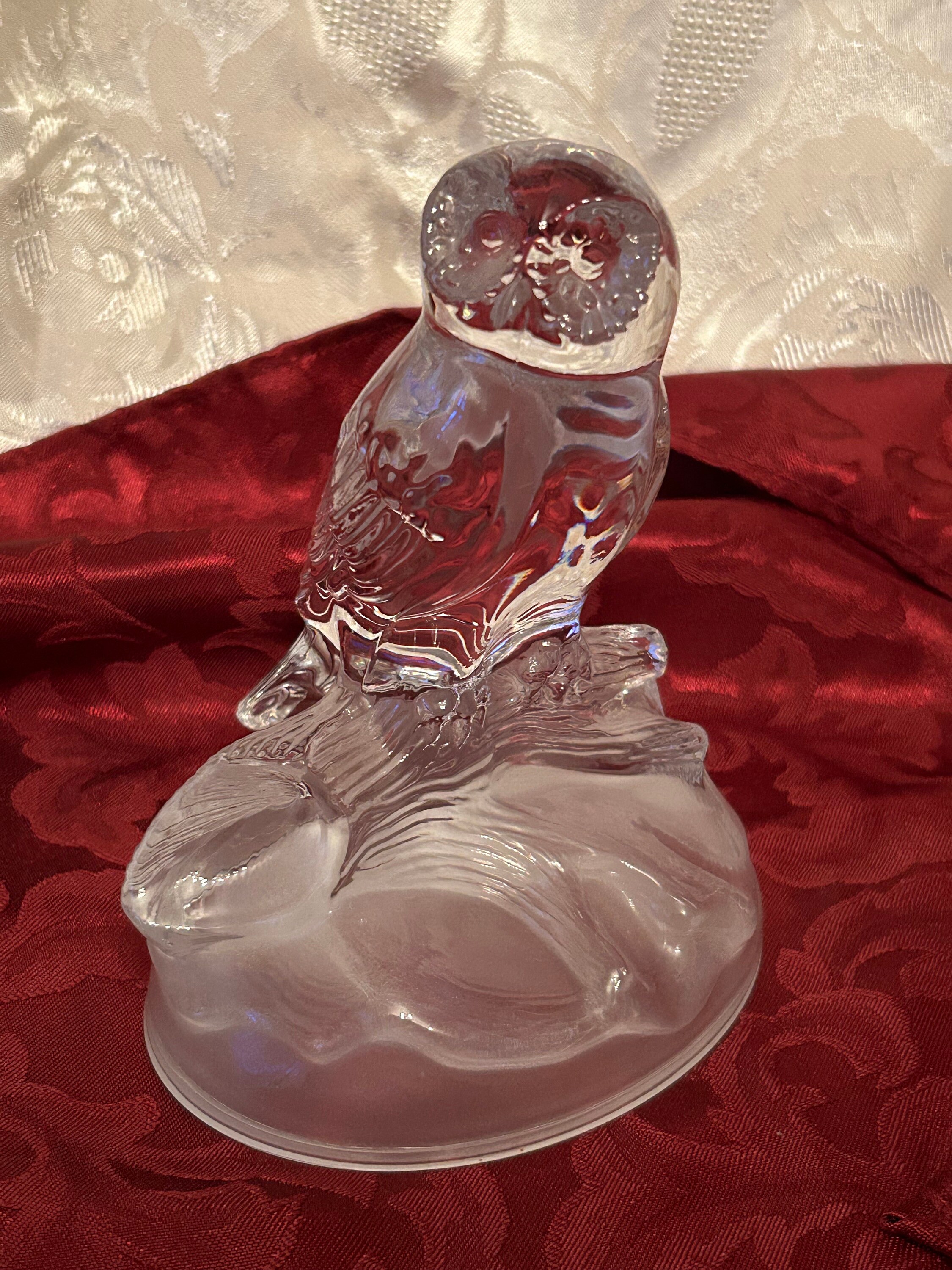 Crystal Owl Figurine Made in France Cristal d’Arques Paperweight