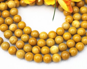 Jaspe jaune Natura mookaite Perles rondes lisses 4mm 6mm 8mm 10mm 12mm Perles de jaspe jaune en gros, perles fournissent 15 » brin
