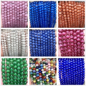 Natural multicolor Cat's Eye Smooth Round Beads,Cat's Eye Beads Colors to choose from wholesale supply,15" strand 4-16mm color 27