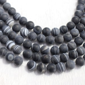 Natural Matte black Striped Agate Smooth Round beads 6mm 8mm 10mm 12mm Agate beads wholesale,beads supply 15&quot; strand