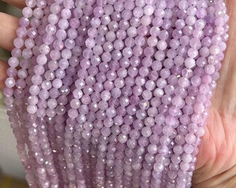 Natürliche Kunzit facettierte runde Perlen, Lieferung von natürlichen Edelsteinperlen, 15 "Strang DIY Perlen 3 mm
