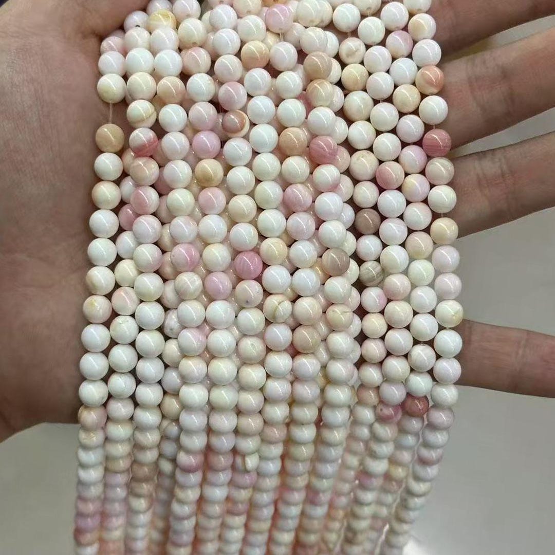 Natural Pink Conch Shell Round Beads,pink Conch Shell Beads Loose Stone ...