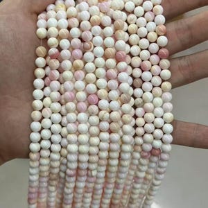 Cuentas redondas de concha rosa natural, cuentas de concha rosa, cuentas de piedra sueltas, hilo de 15&quot;, accesorios de bricolaje de 3-12 mm