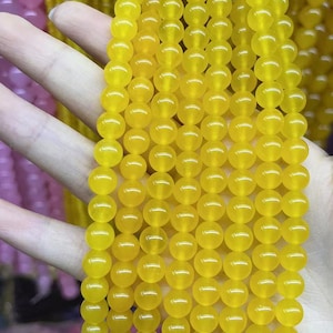 yellow Jade Smooth Round beads Natural Candy Jade beads 15&quot; strand DIY Accessories 4mm 6mm 8mm 10mm 12mm
