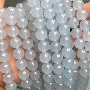 Aquamarine Jade Smooth Round beads blue Jade beads supply 15&quot;strand DIY Handmade necklace, earring accessories 4-14mm