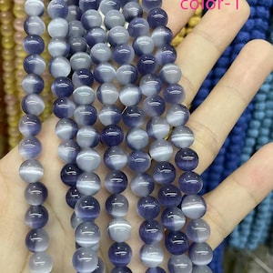 Natural multicolor Cat&#39;s Eye Smooth Round Beads,Cat&#39;s Eye Beads Colors to choose from wholesale supply 15&quot;strand DIY Accessories 8mm color 5
