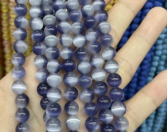 Natural multicolor Cat's Eye Smooth Round Beads,Cat's Eye Beads Colors to choose from wholesale supply 15"strand DIY Accessories 8mm color 5