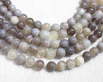 Natural gray Striped Agate Smooth Round beads 4mm 6mm 8mm 10mm 12mm gray Agate beads wholesale,beads supply 15" strand