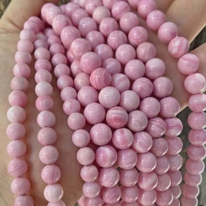 optymalizuj różowe okrągłe koraliki z muszli muszli, różowe koraliki z muszli muszli luźne koraliki z kamienia 15" pasmo DIY akcesoria 6-12 mm