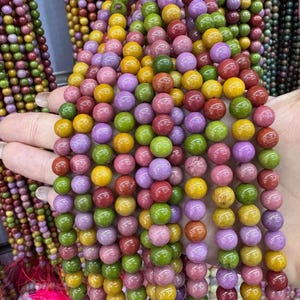 Colorful jade Smooth Round beads 6mm 8mm 10mm Mountain Jade beads Candy Jade DIY beads 15&quot; strand