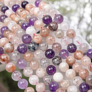 Natural Super 7 Quartz Smooth Round beads 6mm 8mm 10mm Natural crystal Gemstone beads DIY beads supply 15&quot; strand