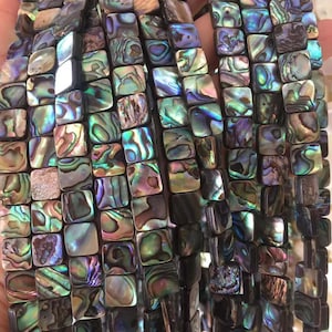 Natural Abalone Mosaic square Beads,8mm 10mm 12mm 14mm 16mm Abalone Mosaic Beads wholesale supply 15&quot; strand DIY Accessories