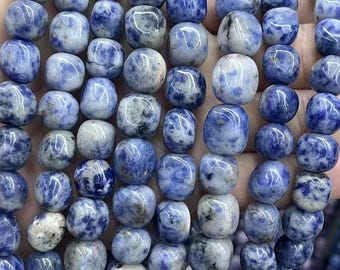 Natürliche Blue Spot Jaspis Oval Perlen blau Edelstein Perlen 15 "Strang DIY Perlen 8 x 10 mm 10 x 12 mm