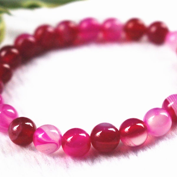 Natura pink Agate beads Bracelet 6mm 8mm 10mm 12mm pink Striped Agate Bracelet pink Agate beads Bracelet wholesale,Jewelry Bracelets