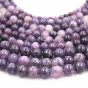 Natural Purple Lepidolite Smooth Round beads 4mm 6mm 8mm 10mm 12mm Purple Lepidolite beads wholesale,beads supply 15&quot; strand
