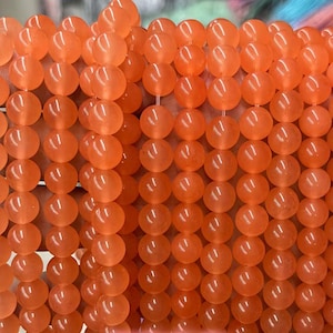 orange Jade Smooth Round beads Natural Jade Gemstone beads supply 15&quot; strand DIY beads  4mm 6mm 8mm 10mm 12mm