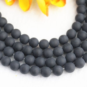 Natural Matte Black Onyx Smooth Round beads 4mm 6mm 8mm 10mm 12mm Black Onyx beads wholesale,Black agate beads 15&quot; strand