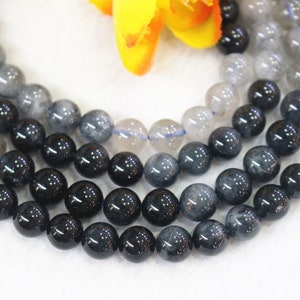 Natural Blue Rutilated Quartz Smooth Round beads 6mm 8mm 10mm Blue Rutilated Quartz beads wholesale,beads supply 15&quot; strand