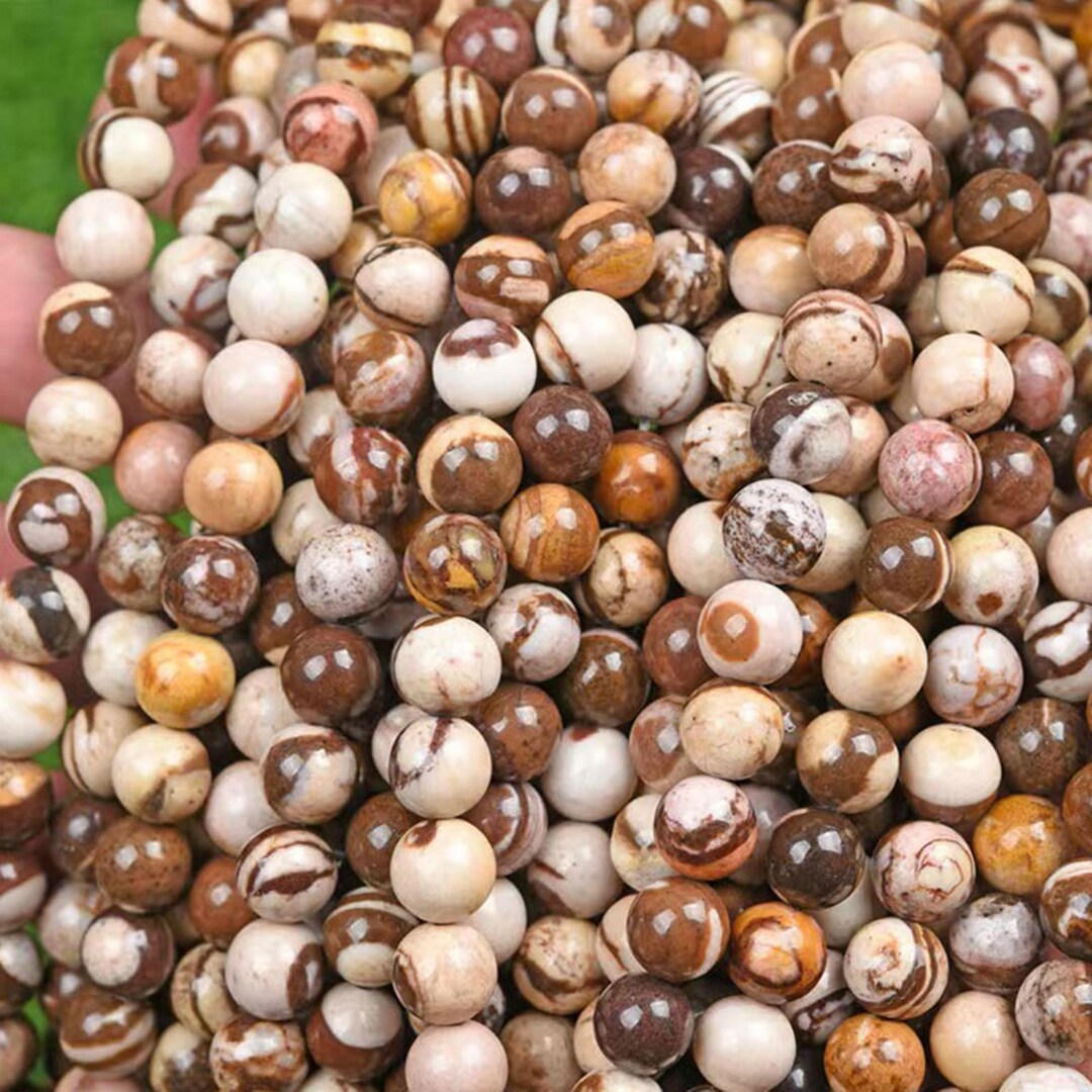 BEADS HUB 天然ゼブラジャスパーラウンドスムーズビーズ 8mm 調節可能なブレスレット TB-43 女の子、男性、女性、友達、ギフト、男の子、友情バンド 石材 ナチュラルインペリアルジャスパービーズ連売り 染め 多面カット