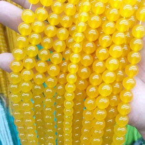 yellow Jade Smooth Round beads Natural Jade Gemstone beads supply 15&quot; strand DIY beads  4mm 6mm 8mm 10mm 12mm