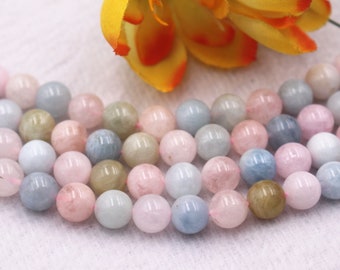 AAA Natura Morganite Smooth Round beads 4mm 6mm 8mm 10mm 12mm Morganite beads wholesale,beads supply 15" strand