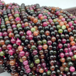 tourmaline Smooth Round Beads,Colorful Tourmaline Beads,Loose stone beads DIY Bracelet Necklace Accessories 15"strand 6mm 8mm 10mm
