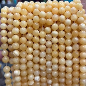 yellow Jade Smooth Round beads Natural Jade Gemstone beads supply 15&quot; strand DIY beads  4mm 6mm 8mm 10mm 12mm