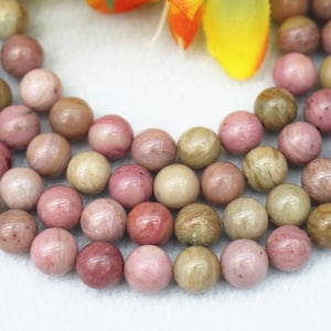 Natural Pink Rhodonite Smooth Round beads 4mm 6mm 8mm 10mm 12mm Pink Rhodonite beads wholesale,beads supply 15&quot; strand