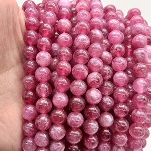 Optimize Pink tourmaline Smooth Round Beads tourmaline Beads,Loose stone bead 15" strand 6mm 8mm 10mm DIY Accessories
