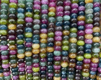 tourmaline Rondelle Beads,Colorful Tourmaline Beads,Loose stone beads DIY Bracelet Necklace Accessories 15"strand 5x8mm