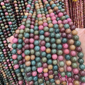 Multicolor Alashan Smooth Round beads 6mm 8mm 10mm Mountain Jade beads Candy Jade DIY beads 15&quot; strand