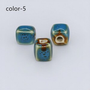 Färgglada glaserade keramiska fyrkantiga pärlor, handgjorda blockdistanspärlor för smyckestillverkning, blandade gör-det-själv-pärlor 8 mm 12 färger 50 st bild 5