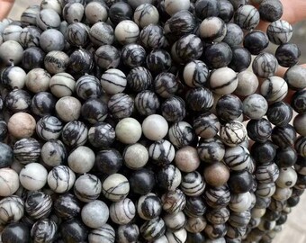 Natural Black network Smooth Round beads 4mm 6mm 8mm 10mm 12mm Picasso Jasper beads wholesale,beads supply 15" strand