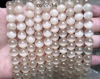 Natural multicolor Cat's Eye Smooth Round Beads,Cat's Eye Beads Colors to choose from wholesale supply,15" strand 4-16mm color 27