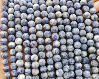 Natürliche Blue Spot Jaspis runde Perlen Matte Edelsteinperlen liefern 15 "Strang DIY Perlen 6 mm 8 mm 10 mm