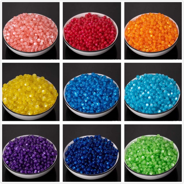 500pcs Resin Cat Eye Smooth Round Beads multicolor Resin agate  beads Colors to choose from DIY Accessories 6mm