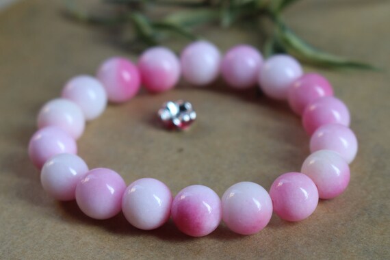 6mm 8mm 10mm 12mm Pink Malay Jade Braceletsjade Beads Etsy