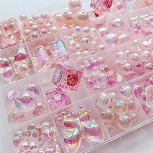 10pcs Pink Acrylic Beads, Iridescent Beads, Round Gumball Bubblegum Beads,Acrylic Beads Colors to choose from DIY Accessories